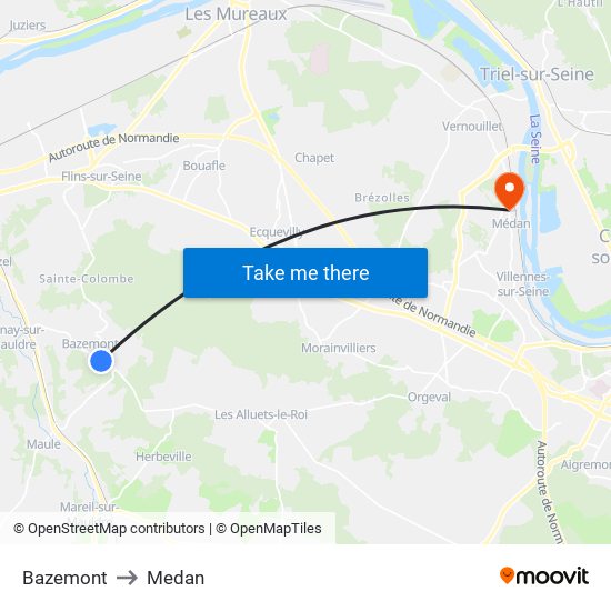 Bazemont to Medan map