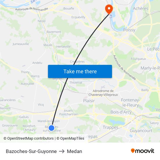 Bazoches-Sur-Guyonne to Medan map