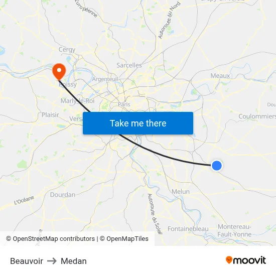 Beauvoir to Medan map