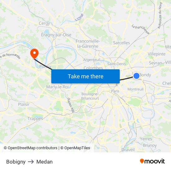 Bobigny to Medan map