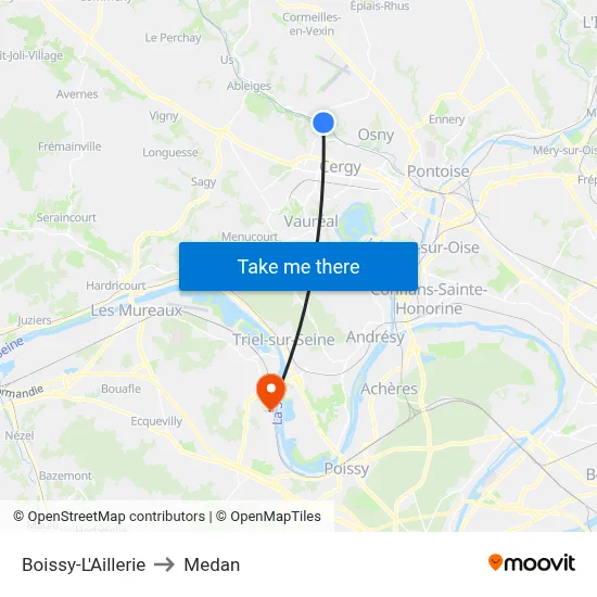 Boissy-L'Aillerie to Medan map