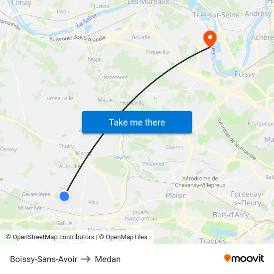 Boissy-Sans-Avoir to Medan map