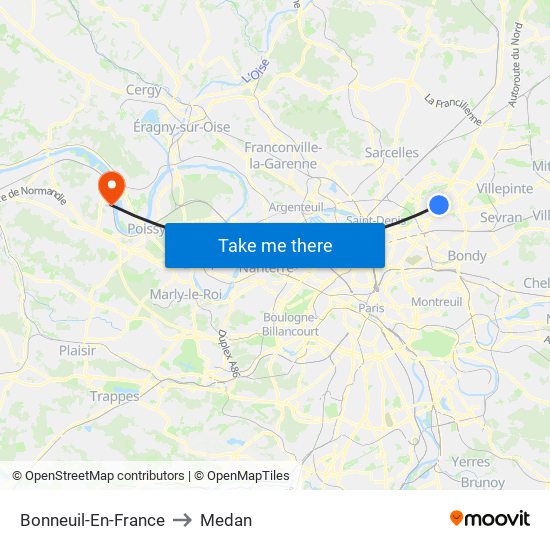 Bonneuil-En-France to Medan map