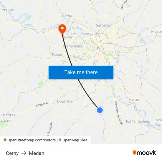 Cerny to Medan map
