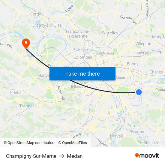 Champigny-Sur-Marne to Medan map