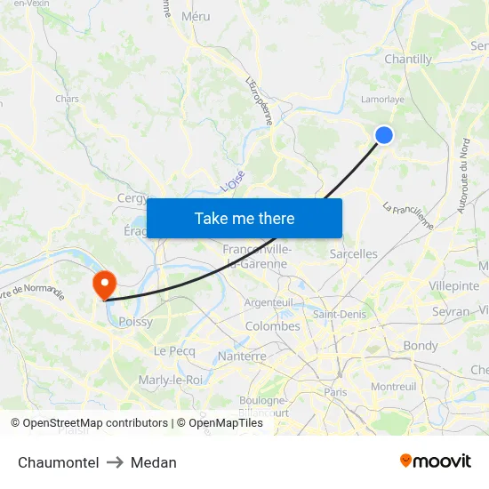 Chaumontel to Medan map