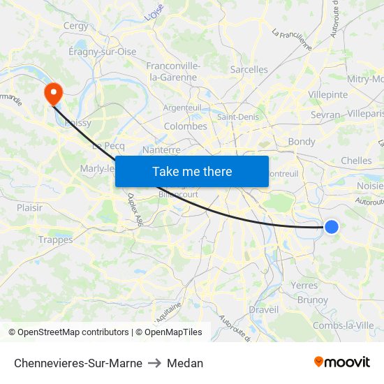 Chennevieres-Sur-Marne to Medan map