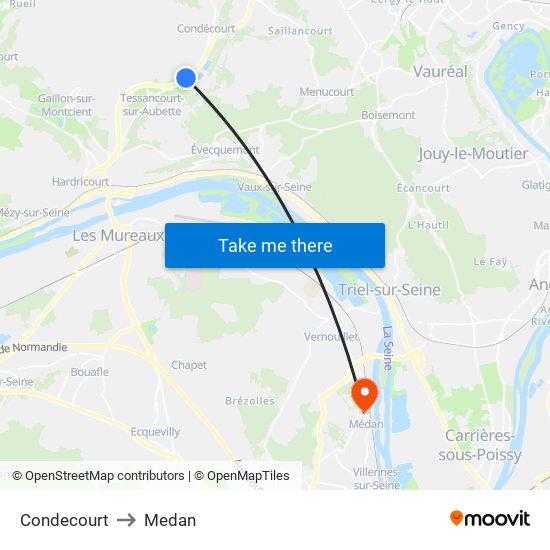 Condecourt to Medan map