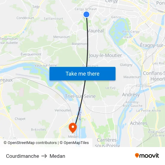 Courdimanche to Medan map