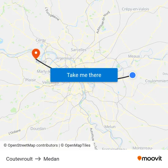 Coutevroult to Medan map