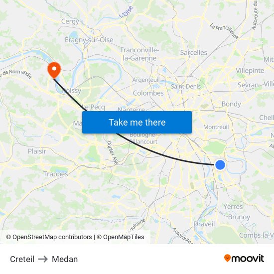 Creteil to Medan map