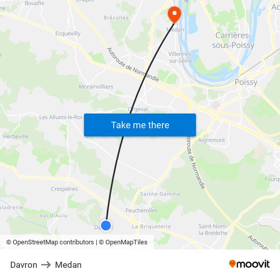 Davron to Medan map