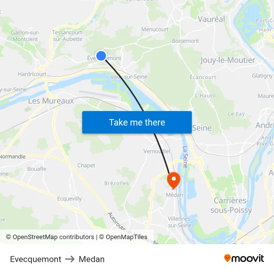 Evecquemont to Medan map