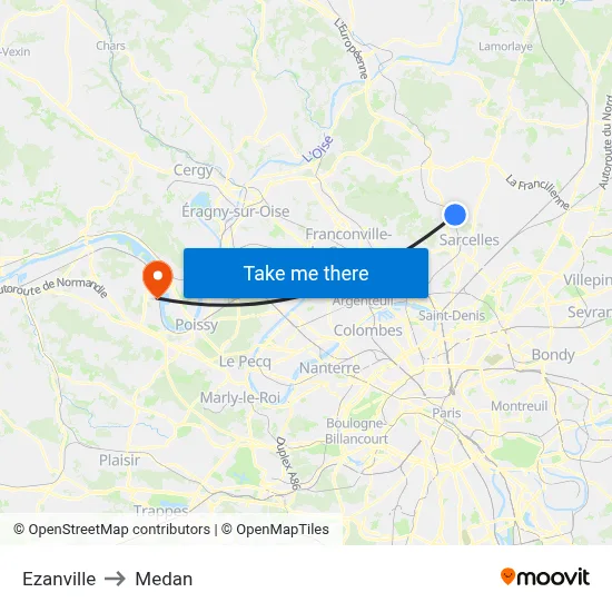 Ezanville to Medan map