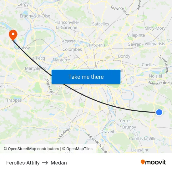 Ferolles-Attilly to Medan map