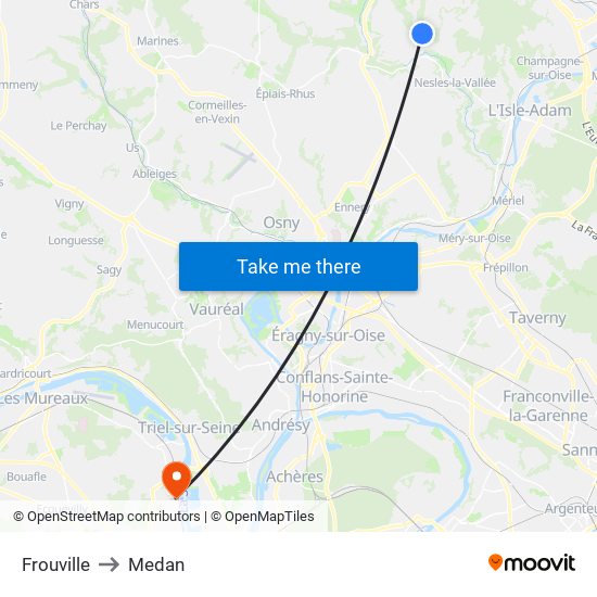 Frouville to Medan map