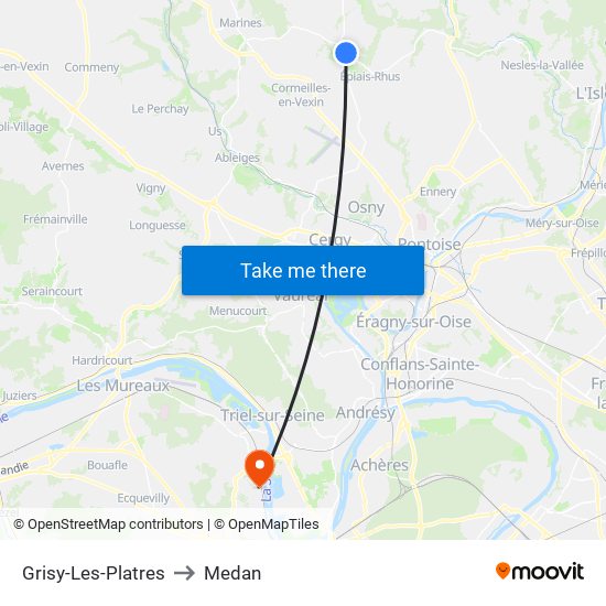 Grisy-Les-Platres to Medan map