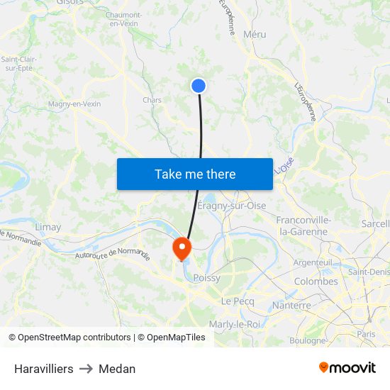 Haravilliers to Medan map