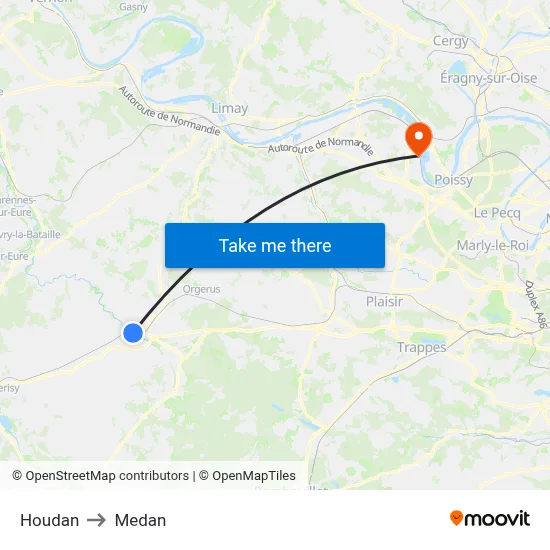 Houdan to Medan map