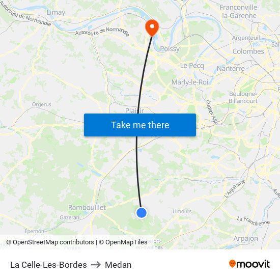 La Celle-Les-Bordes to Medan map