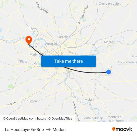 La Houssaye-En-Brie to Medan map