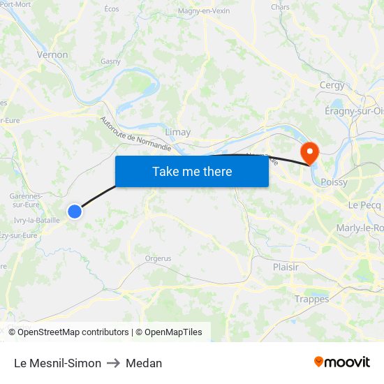 Le Mesnil-Simon to Medan map