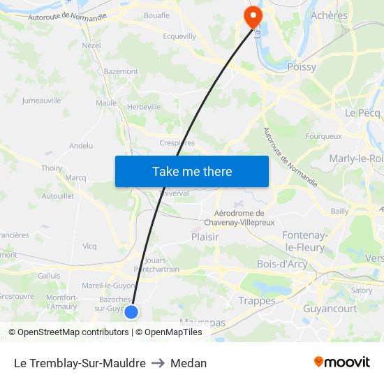 Le Tremblay-Sur-Mauldre to Medan map