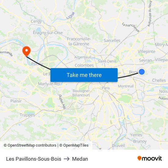 Les Pavillons-Sous-Bois to Medan map