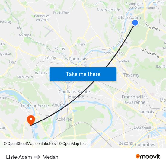 L'Isle-Adam to Medan map