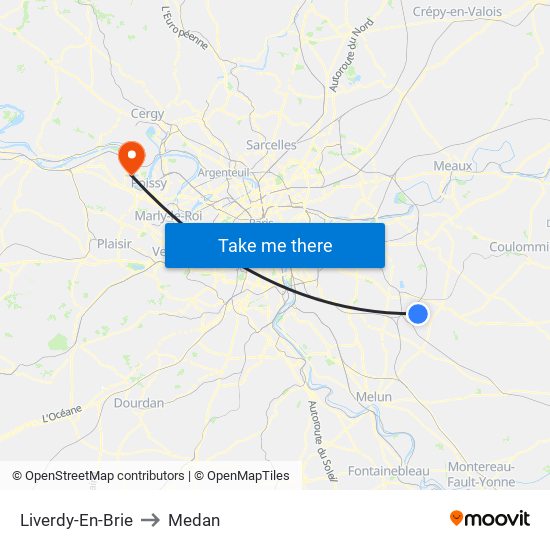Liverdy-En-Brie to Medan map