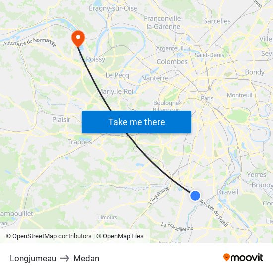 Longjumeau to Medan map