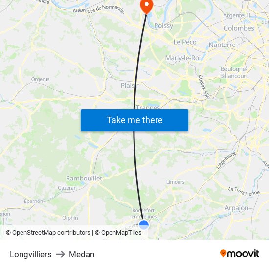 Longvilliers to Medan map