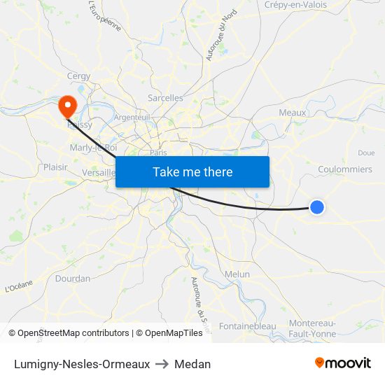 Lumigny-Nesles-Ormeaux to Medan map