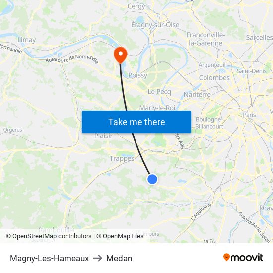 Magny-Les-Hameaux to Medan map