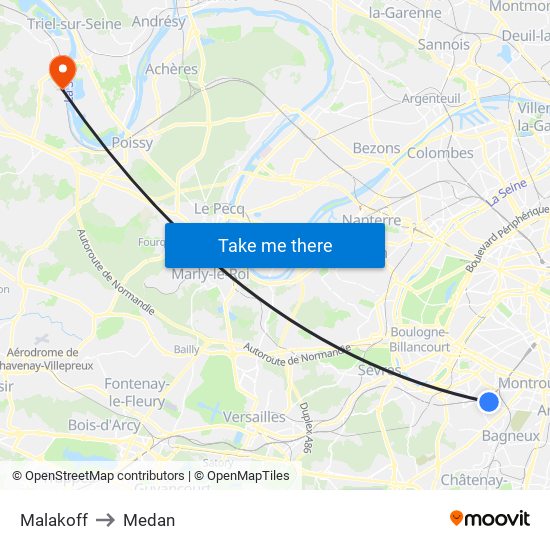 Malakoff to Medan map