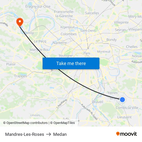 Mandres-Les-Roses to Medan map