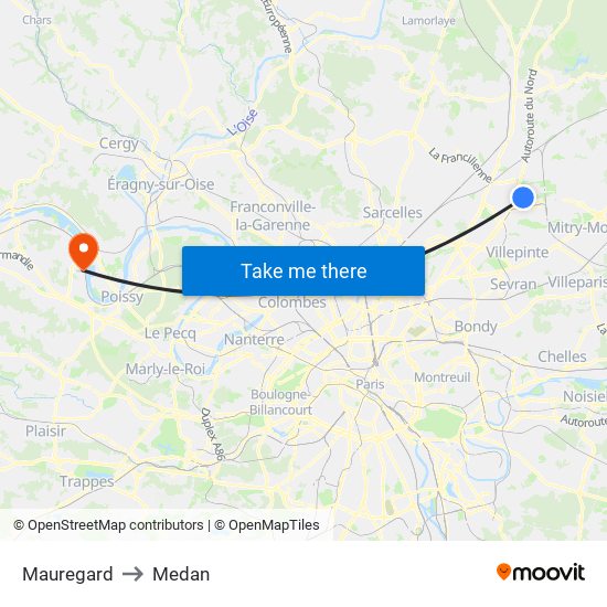 Mauregard to Medan map