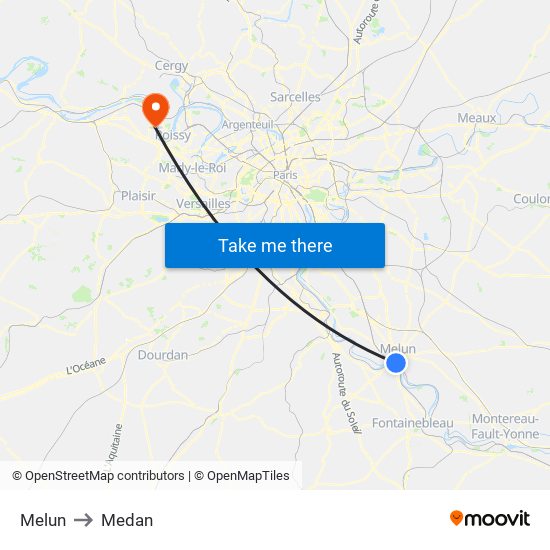 Melun to Medan map