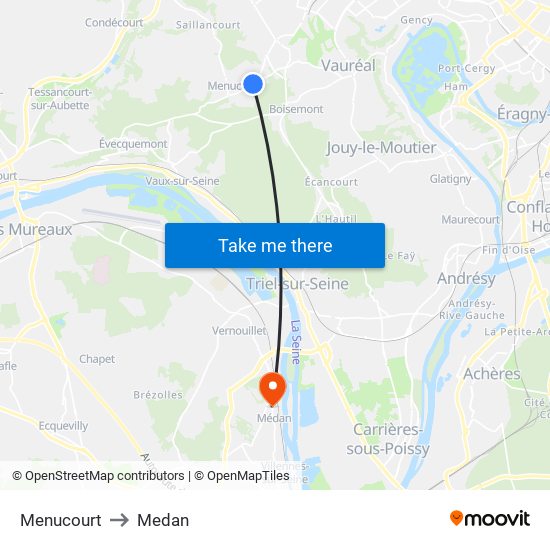 Menucourt to Medan map