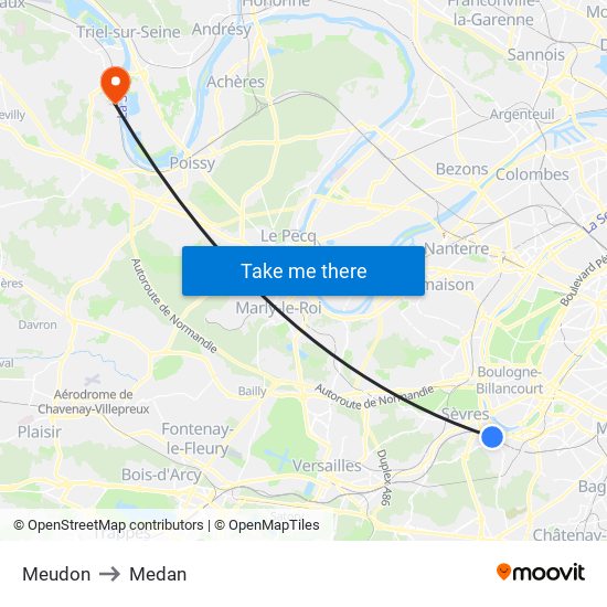 Meudon to Medan map