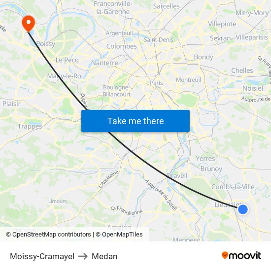 Moissy-Cramayel to Medan map