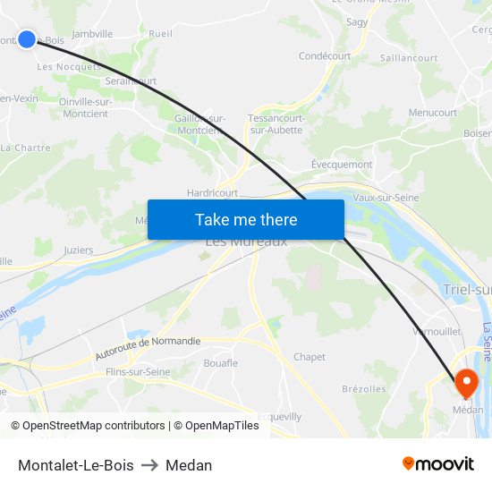 Montalet-Le-Bois to Medan map