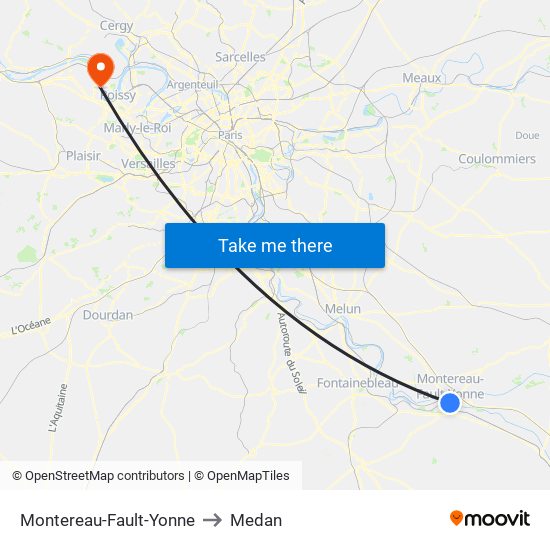 Montereau-Fault-Yonne to Medan map