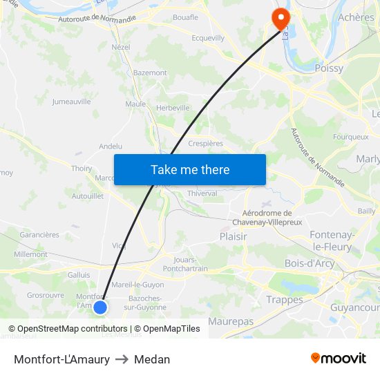 Montfort-L'Amaury to Medan map