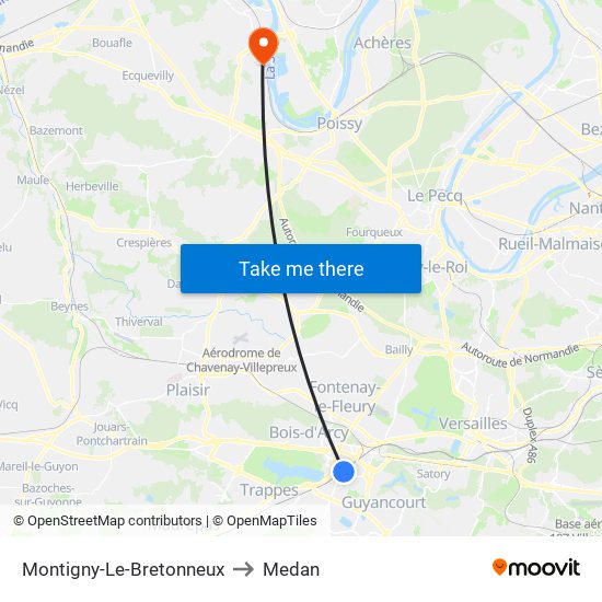 Montigny-Le-Bretonneux to Medan map