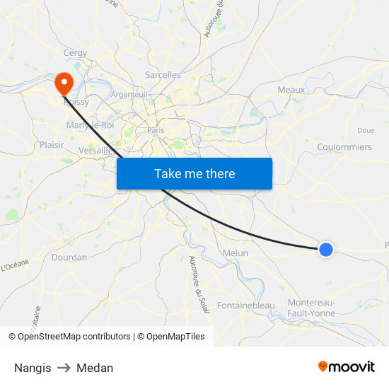 Nangis to Medan map