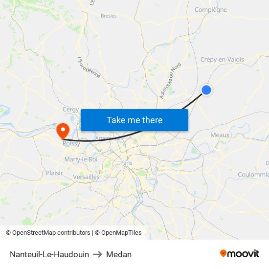 Nanteuil-Le-Haudouin to Medan map