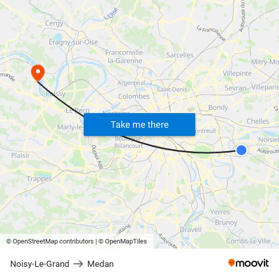 Noisy-Le-Grand to Medan map