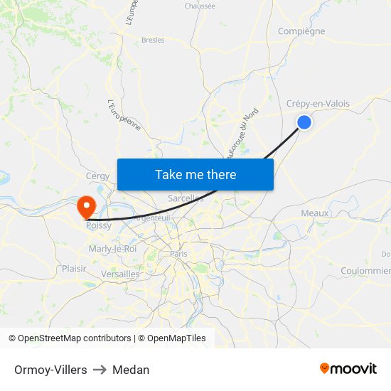 Ormoy-Villers to Medan map
