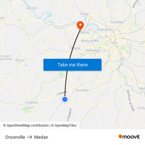 Orsonville to Medan map